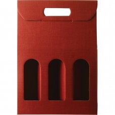 Kartoninė dėžutė 3 buteliams (raudona)
